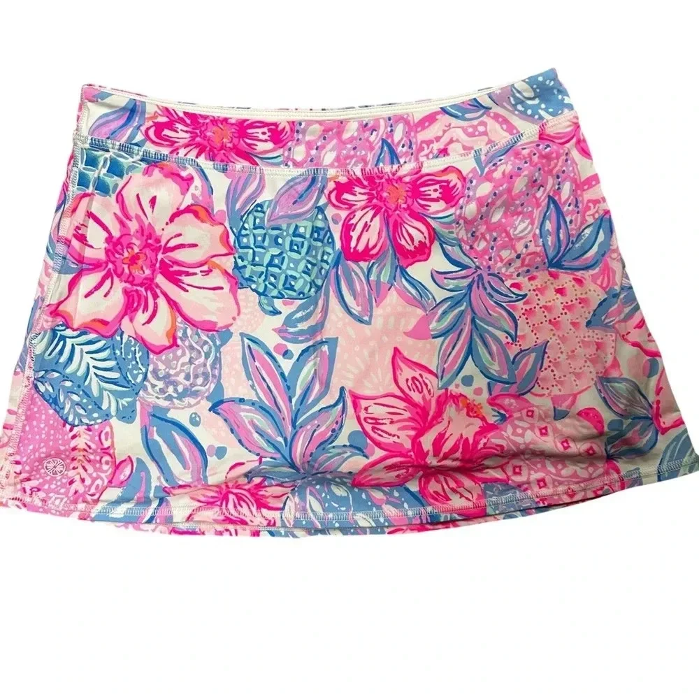 Lilly Pulitzer Girls XL Luxletic Aila‎ Skirt Pink Isle EUC Pink Blue